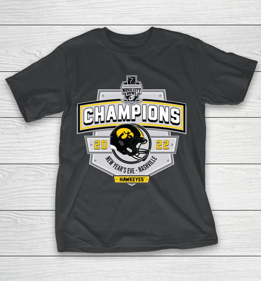 Iowa Hawkeyes 2023 Transperfect Music City Bowl Champions T-Shirt
