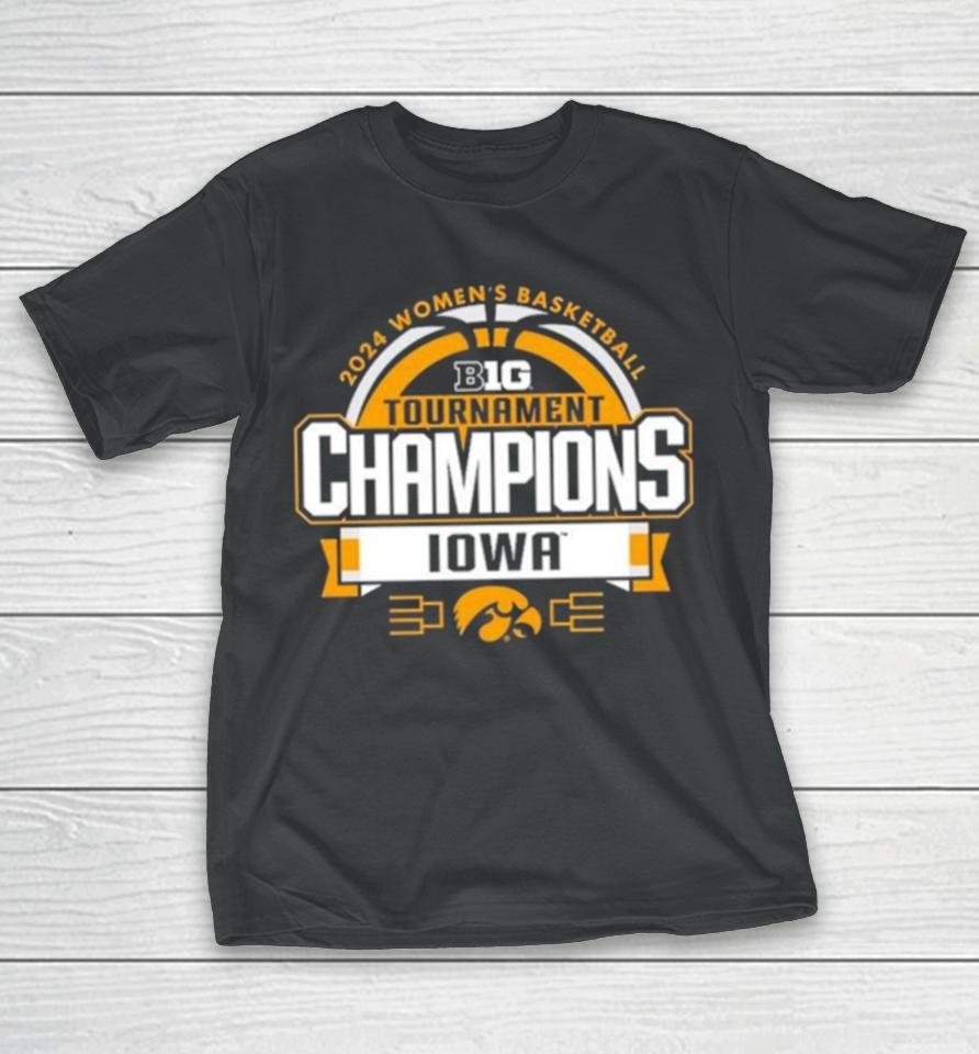 Iowa Hawkeyes 2024 Big Ten Women’s Basketball Conference Tournament Champions Locker Room T-Shirt