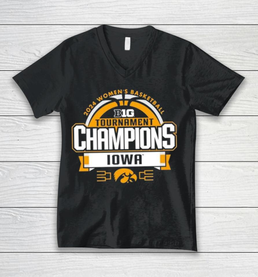 Iowa Hawkeyes 2024 Big Ten Women’s Basketball Conference Tournament Champions Locker Room Unisex V-Neck T-Shirt
