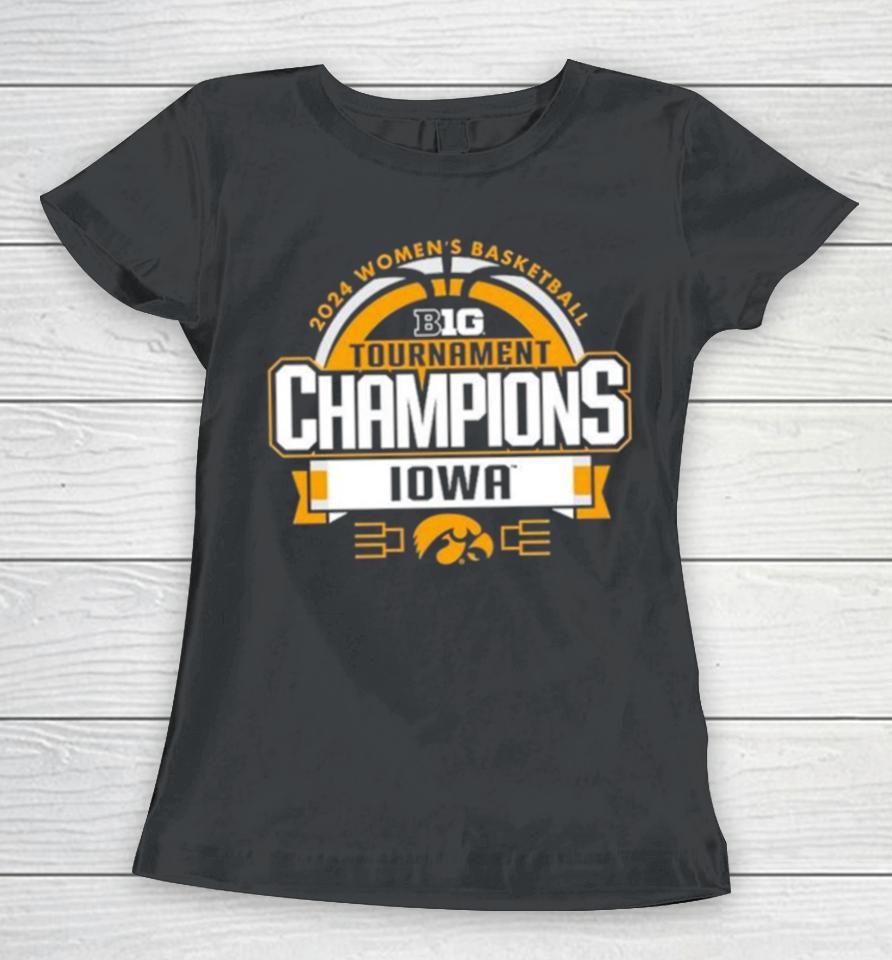 Iowa Hawkeyes 2024 Big Ten Women’s Basketball Conference Tournament Champions Locker Room Women T-Shirt