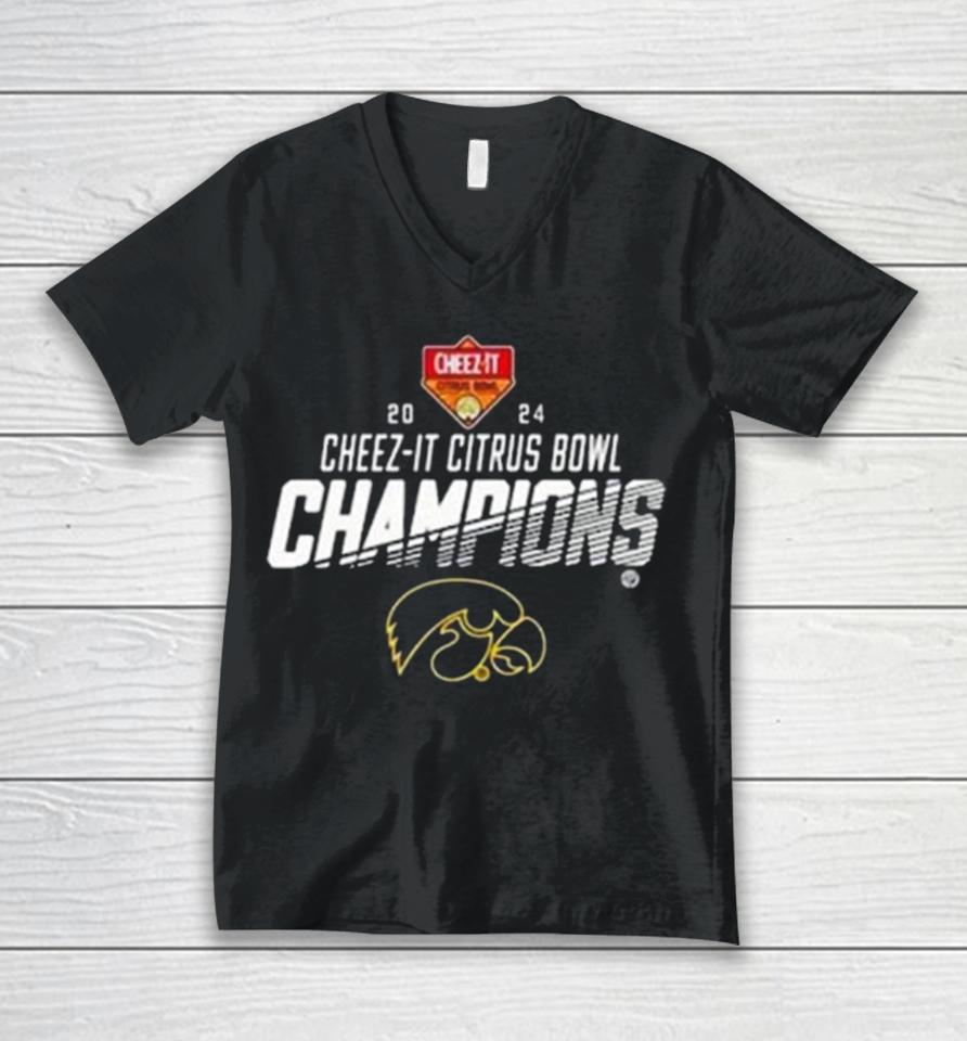 Iowa Hawkeyes 2024 Cheez It Citrus Bowl Champions Unisex V-Neck T-Shirt