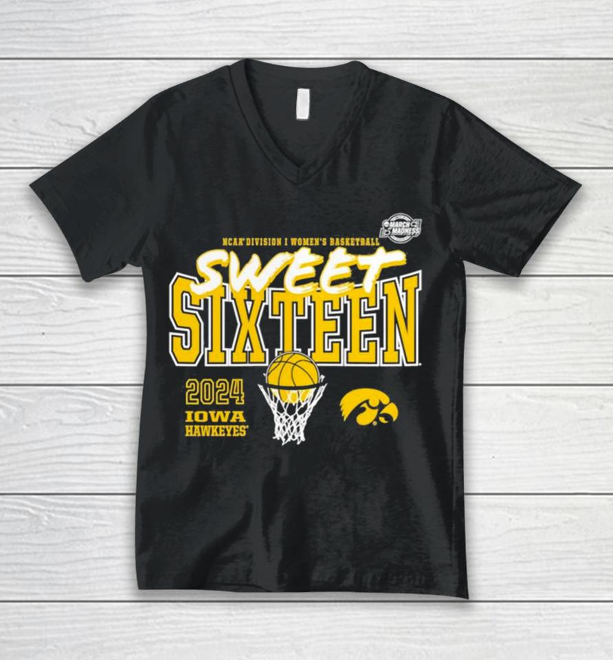 Iowa Hawkeyes 2024 Ncaa Women’s Basketball Tournament March Madness Sweet 16 Unisex V-Neck T-Shirt