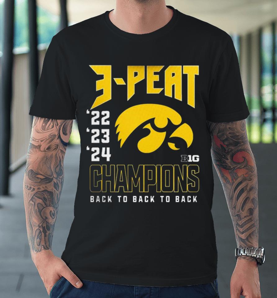 Iowa Hawkeyes 2024 Women’s Basketball B1G Tournament Champions 3 Peat 22 23 24 Premium T-Shirt