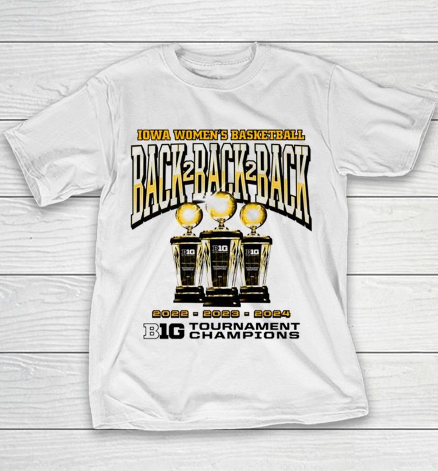 Iowa Hawkeyes 3 Peat Big 10 Tournament Champions Youth T-Shirt
