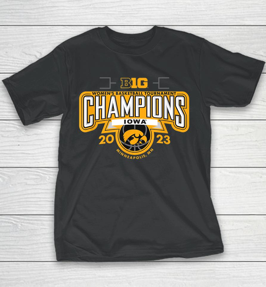 Iowa Hawkeyes Big Ten Champs Women's Basketball 2023 Youth T-Shirt