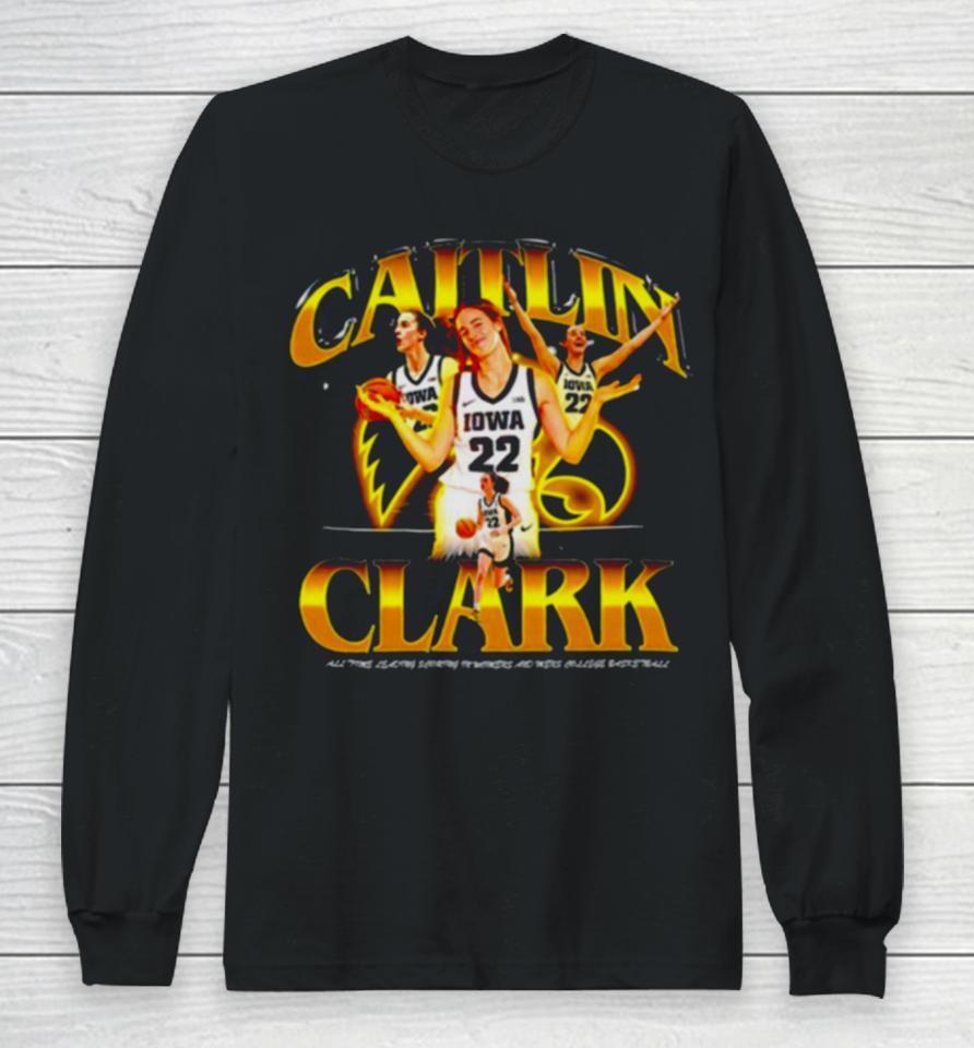 Iowa Hawkeyes Caitlin Clark All Time Leading Scoring In Womens And Mens College Basketball Long Sleeve T-Shirt