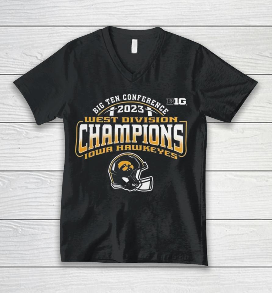 Iowa Hawkeyes Football B1G West Division Conference Champions 2023 Unisex V-Neck T-Shirt