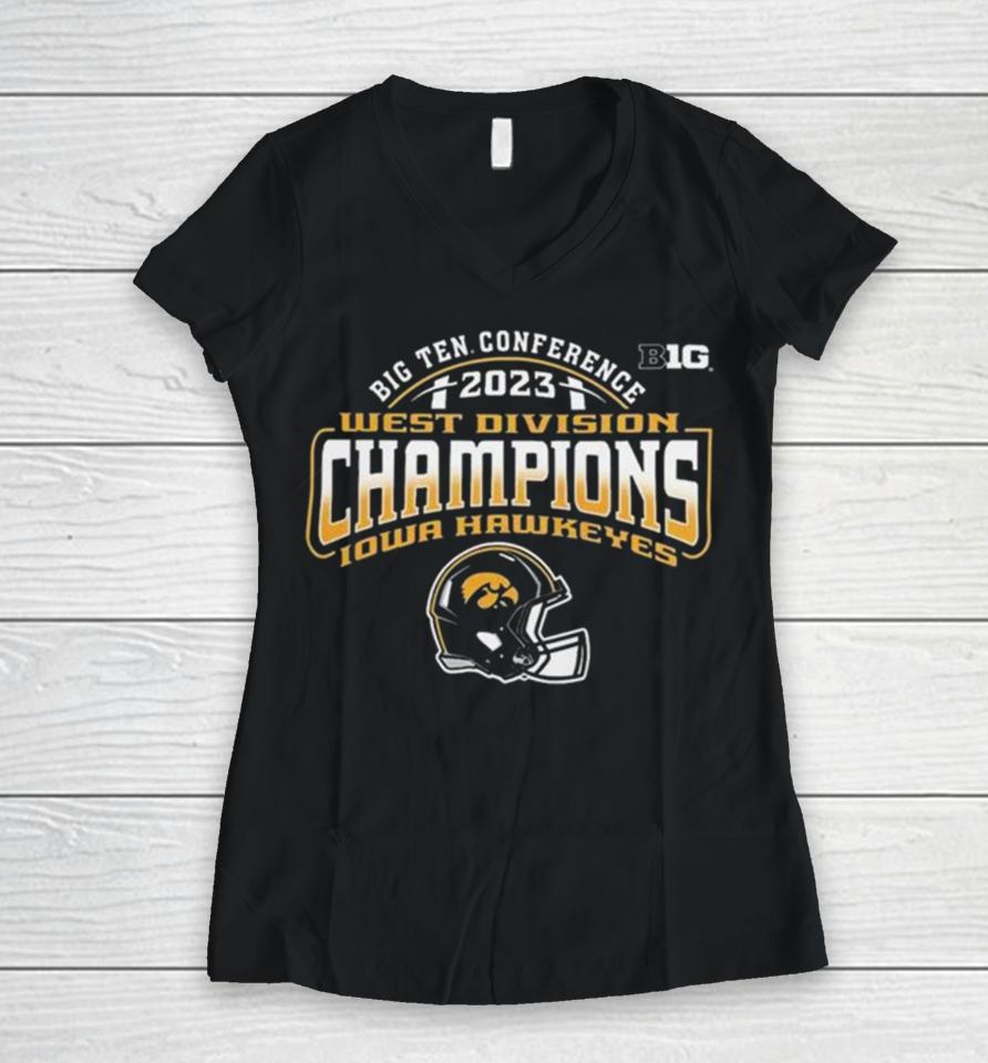 Iowa Hawkeyes Football B1G West Division Conference Champions 2023 Women V-Neck T-Shirt