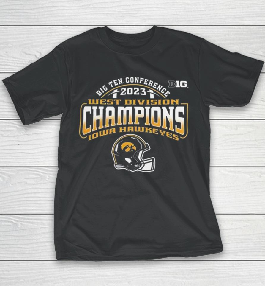 Iowa Hawkeyes Football B1G West Division Conference Champions 2023 Youth T-Shirt