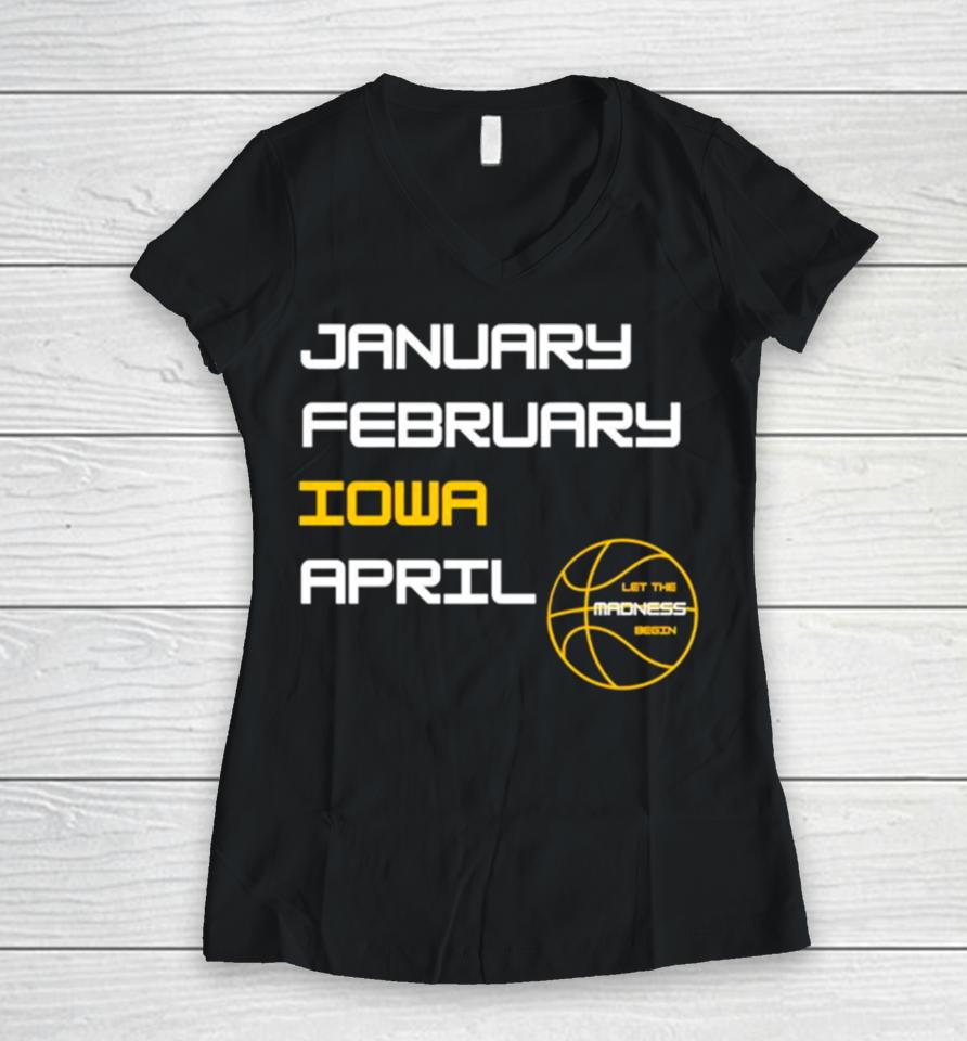 Iowa Hawkeyes Ncaa Basketball March Madnes Women V-Neck T-Shirt