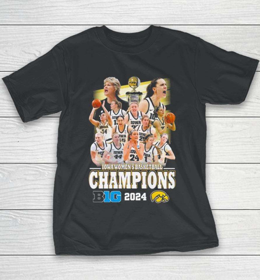 Iowa Hawkeyes Women’s Basketball Big 2024 Champions Youth T-Shirt