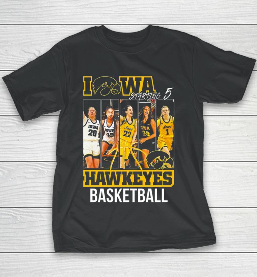 Iowa Hawkeyes Women’s Basketball Starting 5 Youth T-Shirt