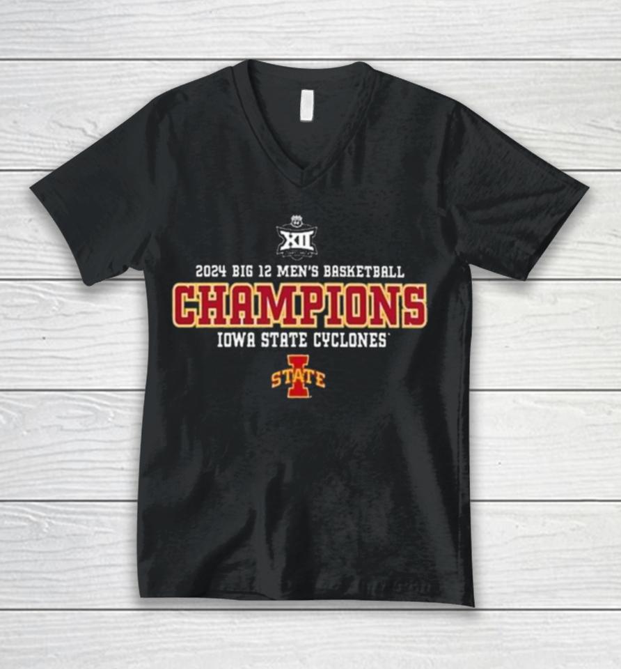 Iowa State Cyclones 2024 Big 12 Men’s Basketball Conference Tournament Champions Bracket Unisex V-Neck T-Shirt