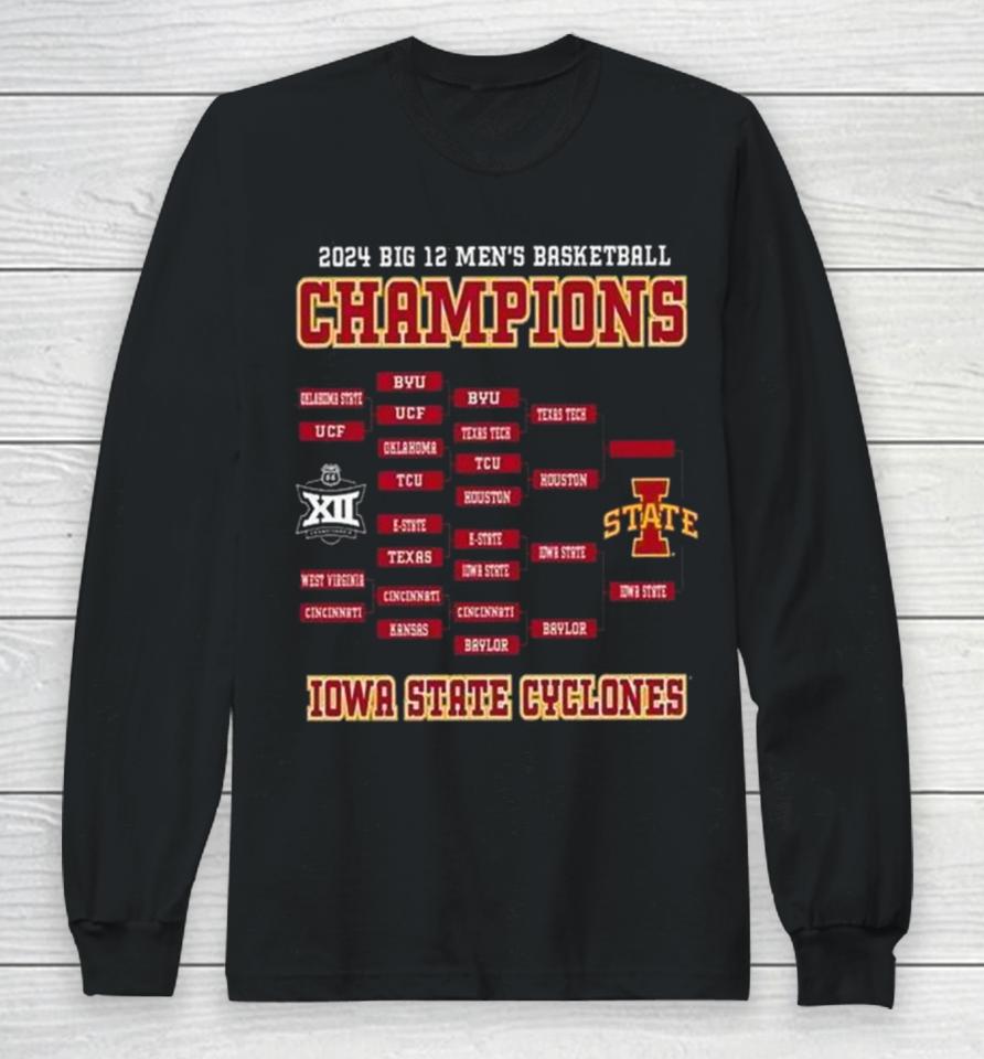 Iowa State Cyclones 2024 Big 12 Men’s Basketball Conference Tournament Champions Bracket Long Sleeve T-Shirt