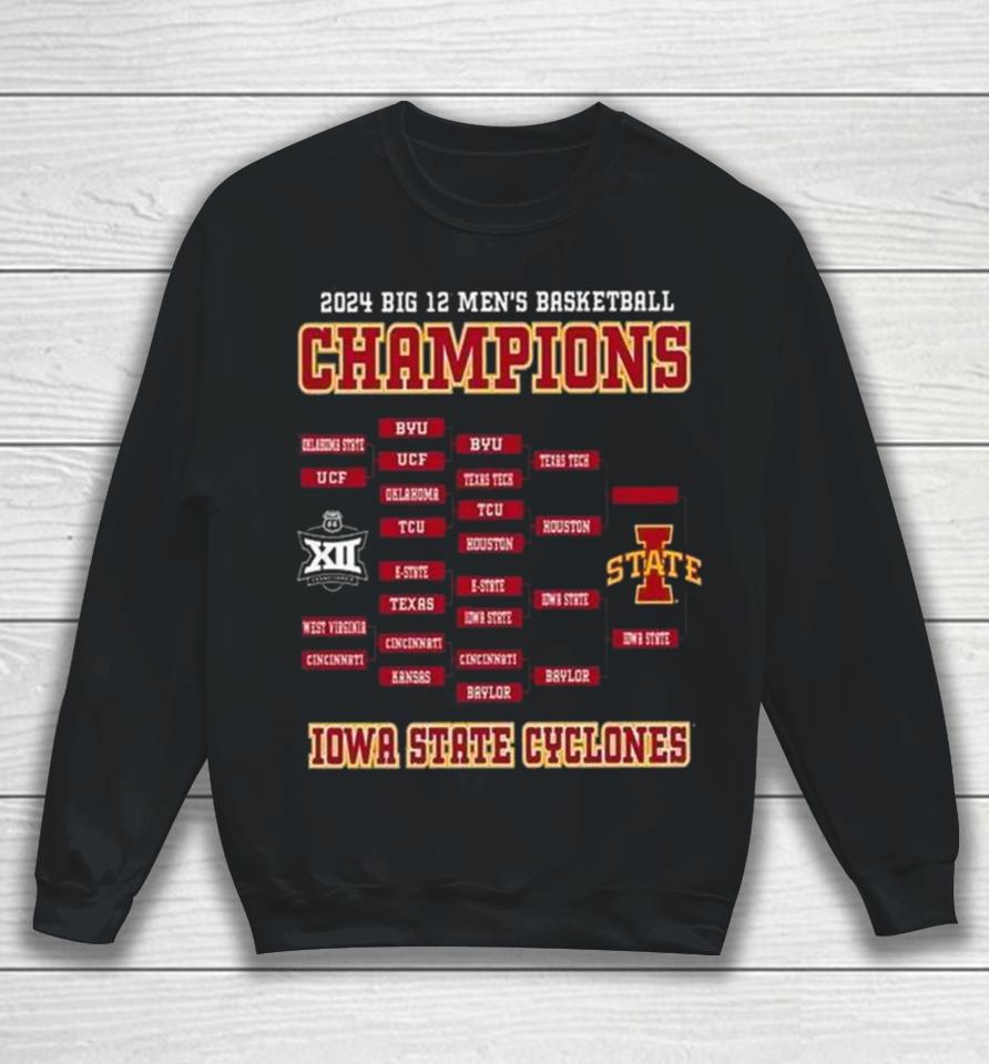 Iowa State Cyclones 2024 Big 12 Men’s Basketball Conference Tournament Champions Bracket Sweatshirt