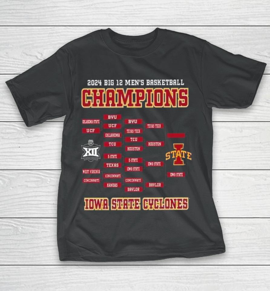 Iowa State Cyclones 2024 Big 12 Men’s Basketball Conference Tournament Champions Bracket T-Shirt