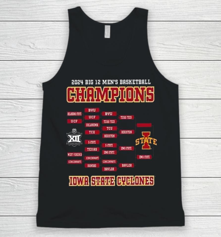 Iowa State Cyclones 2024 Big 12 Men’s Basketball Conference Tournament Champions Bracket Unisex Tank Top