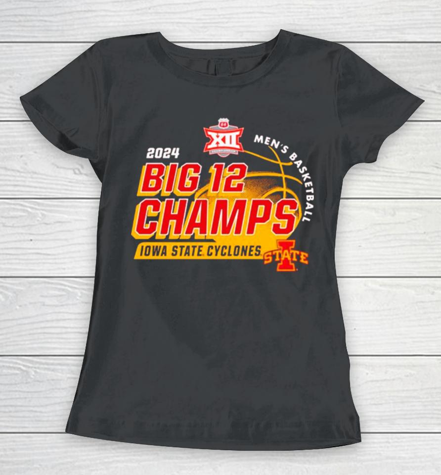 Iowa State Cyclones 2024 Big 12 Men’s Basketball Conference Tournament Champions Locker Room Women T-Shirt