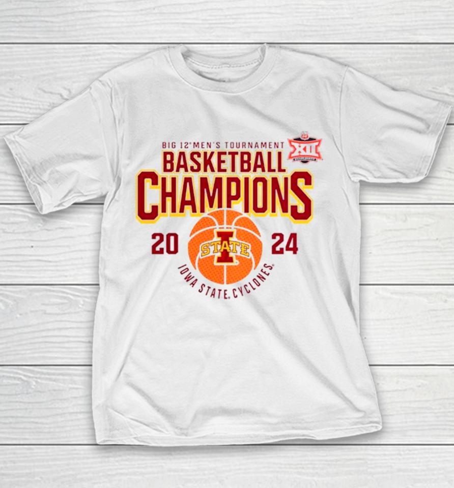 Iowa State Cyclones 2024 Big 12 Men’s Tournament Basketball Champions Youth T-Shirt
