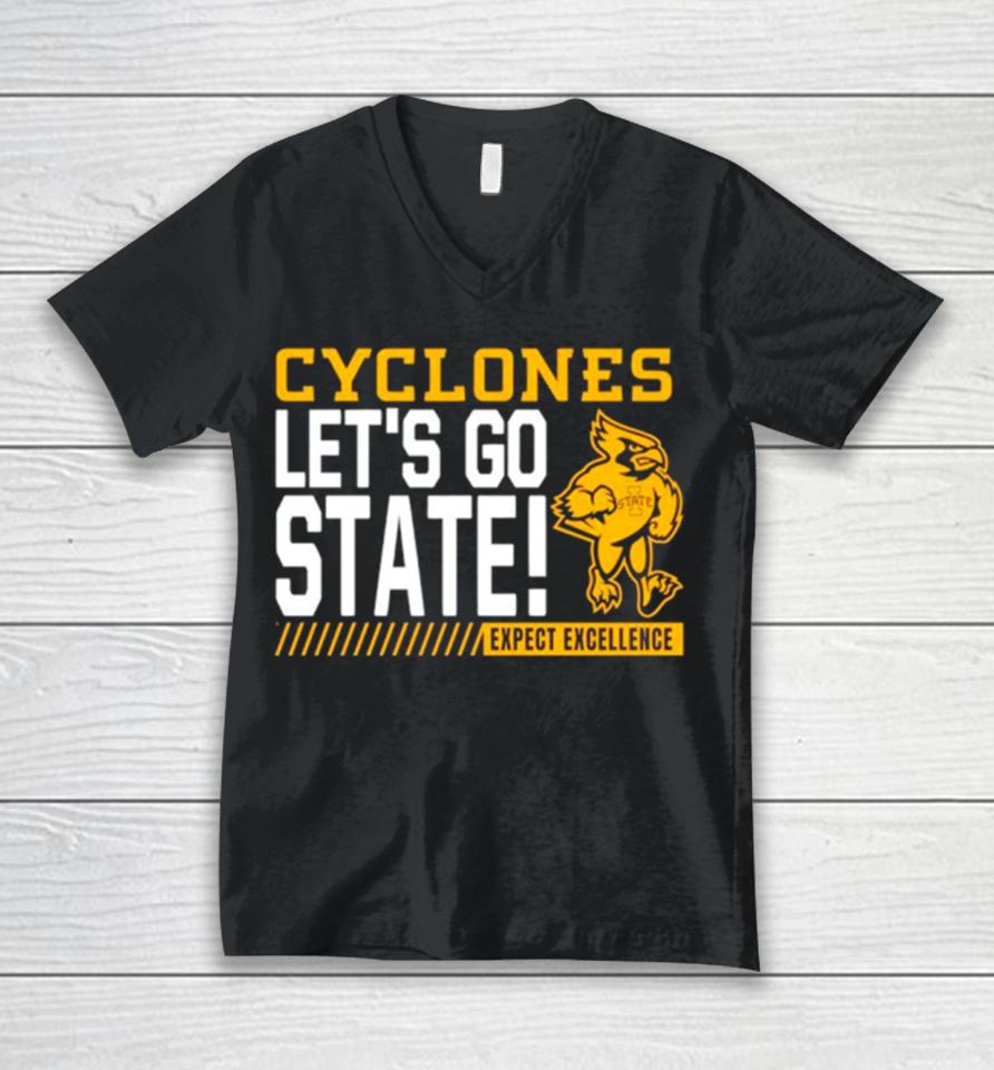 Iowa State Cyclones Let’s Go State Expect Excellence Unisex V-Neck T-Shirt