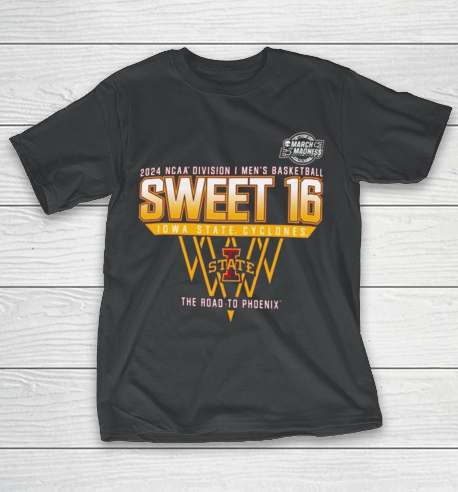 Iowa State Cyclones Sweet 16 Di Men’s Basketball 2024 The Road To Phoenix T-Shirt