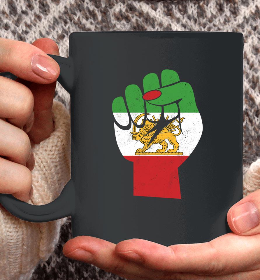 Iranian Flag Female Fist Support Women Of Iran Lion Sun Flag Coffee Mug