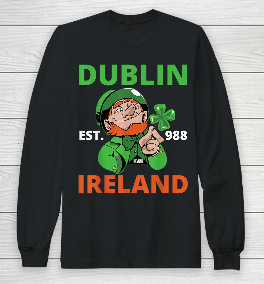 Irish Beer Ireland Flag St Patricks Day Leprechaun Long Sleeve T-Shirt