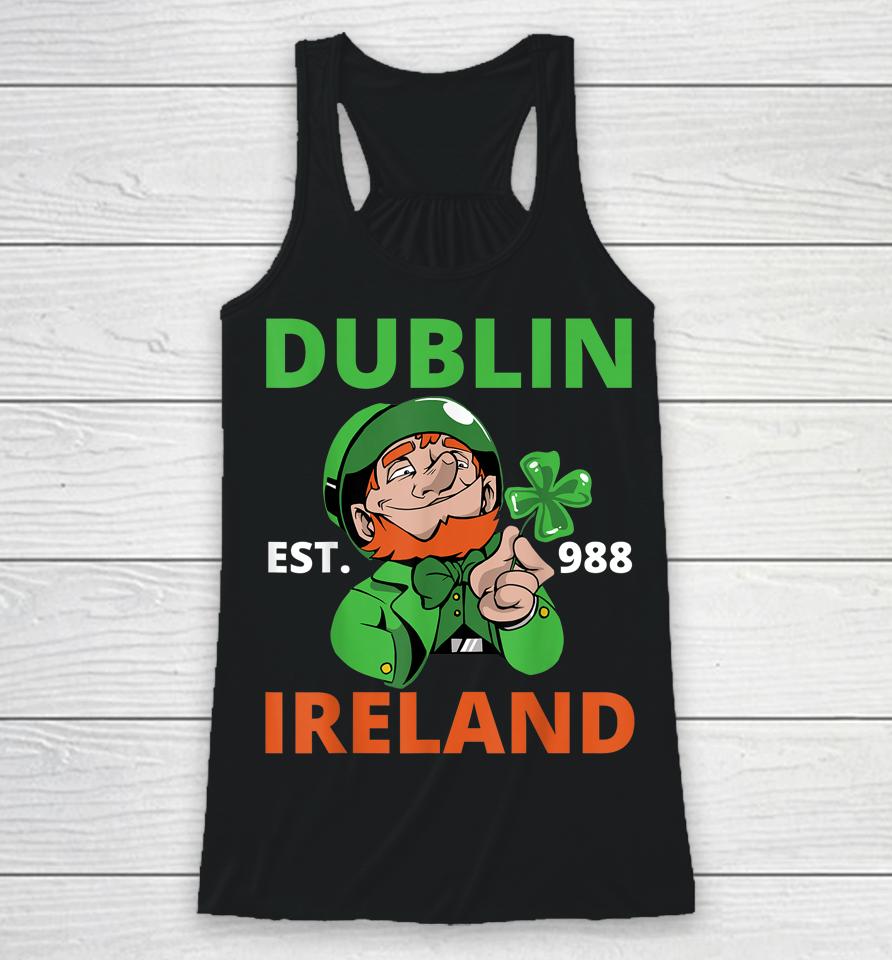 Irish Beer Ireland Flag St Patricks Day Leprechaun Racerback Tank