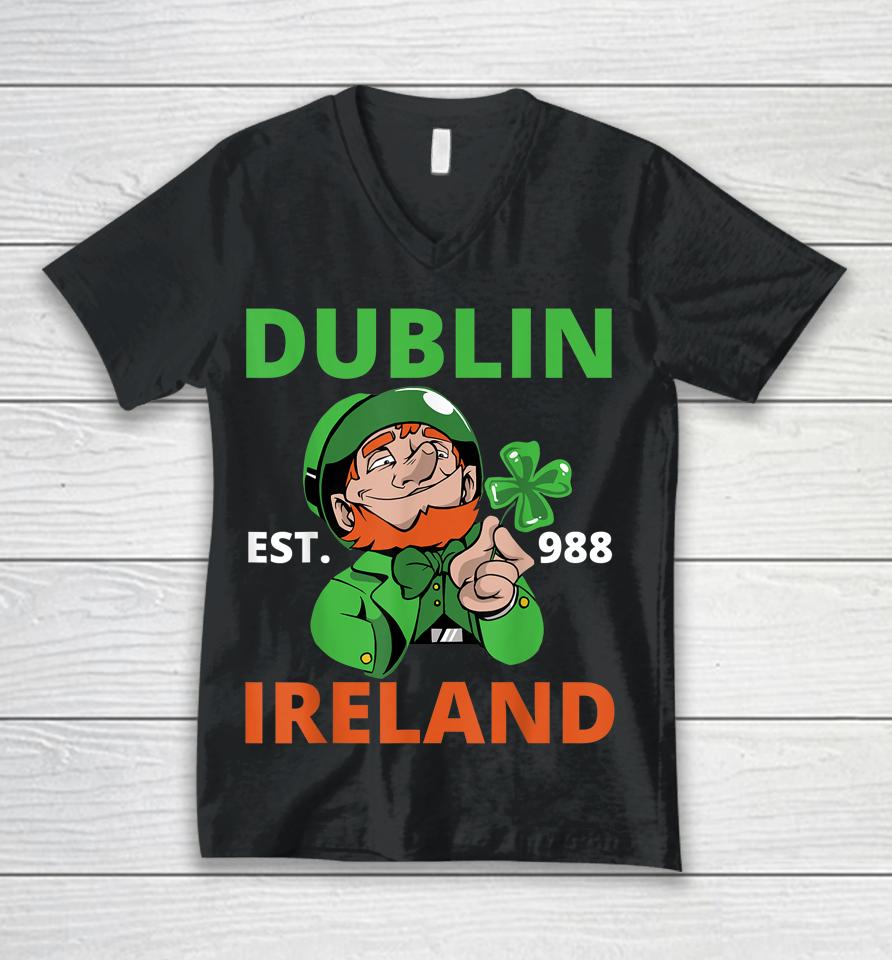 Irish Beer Ireland Flag St Patricks Day Leprechaun Unisex V-Neck T-Shirt