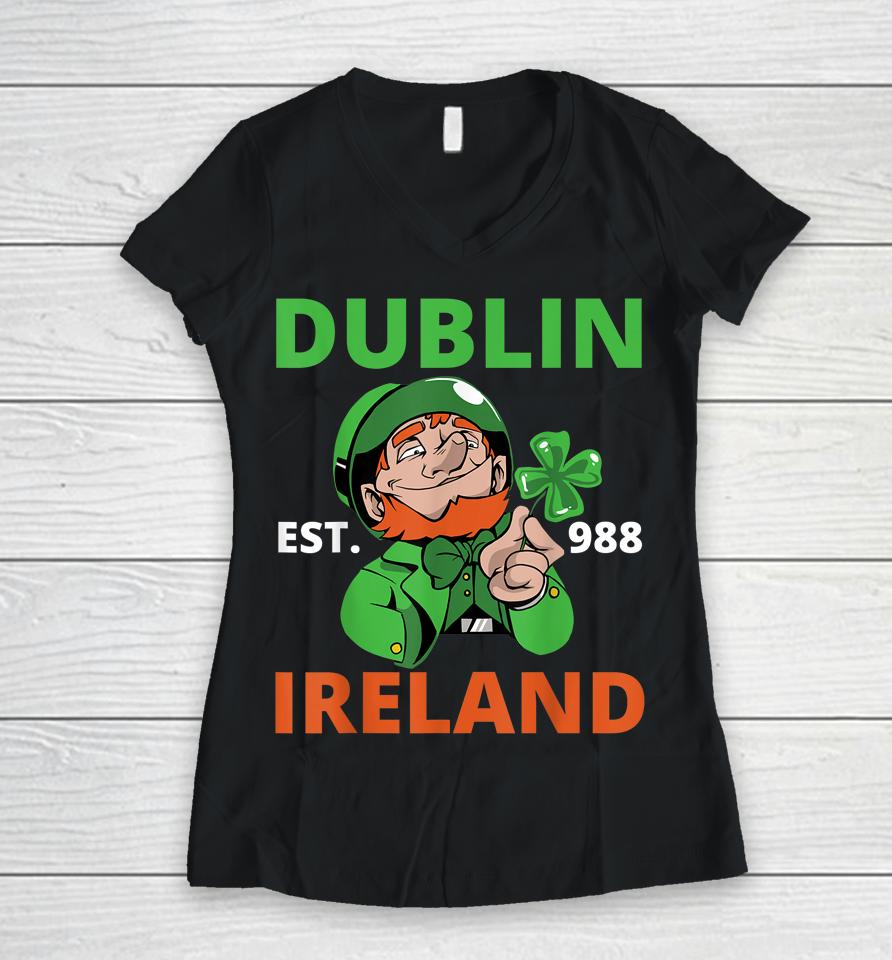 Irish Beer Ireland Flag St Patricks Day Leprechaun Women V-Neck T-Shirt