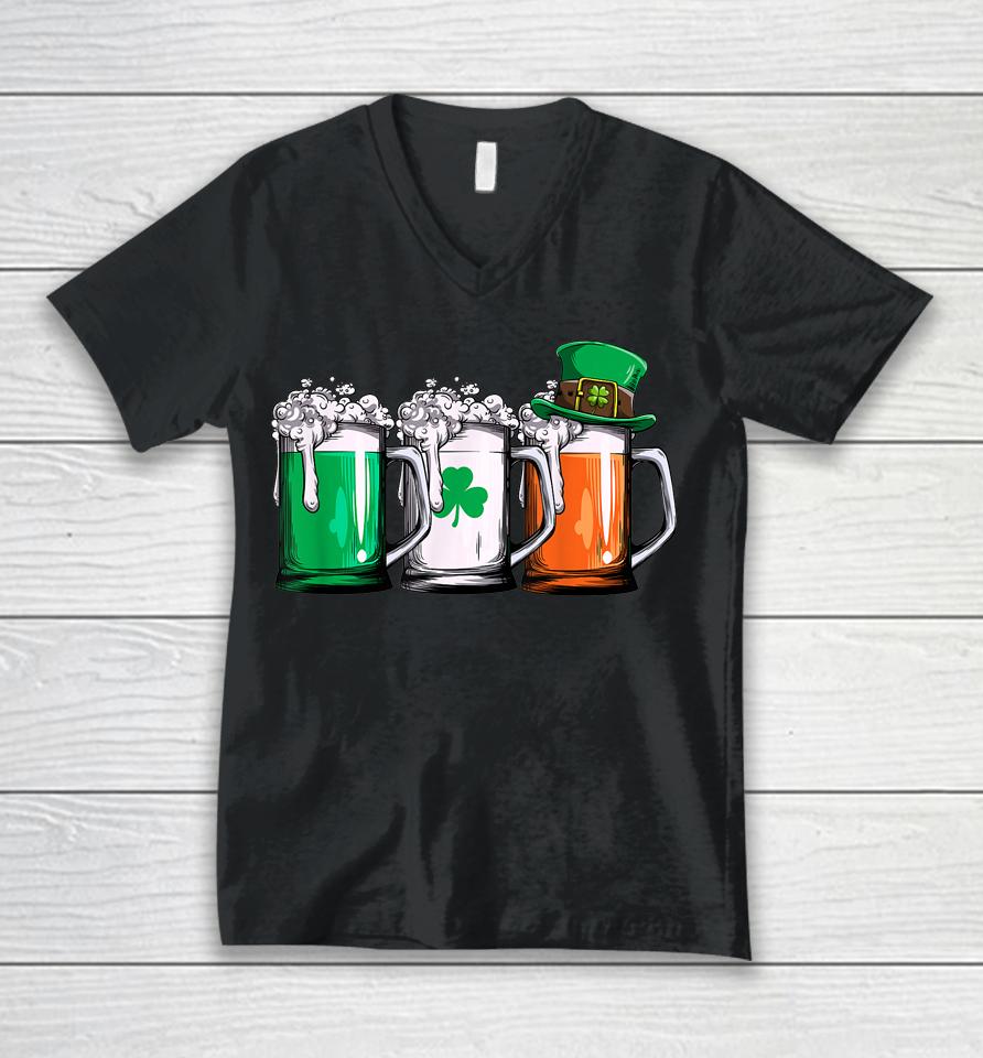 Irish Beer Ireland Flag St Patrick's Day Unisex V-Neck T-Shirt