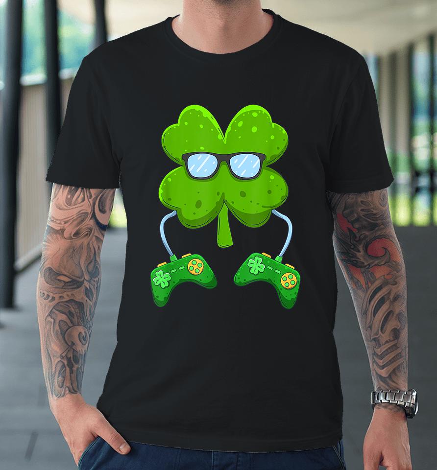 Irish Gamer Controller Shamrock Boys Men St Patricks Day Premium T-Shirt