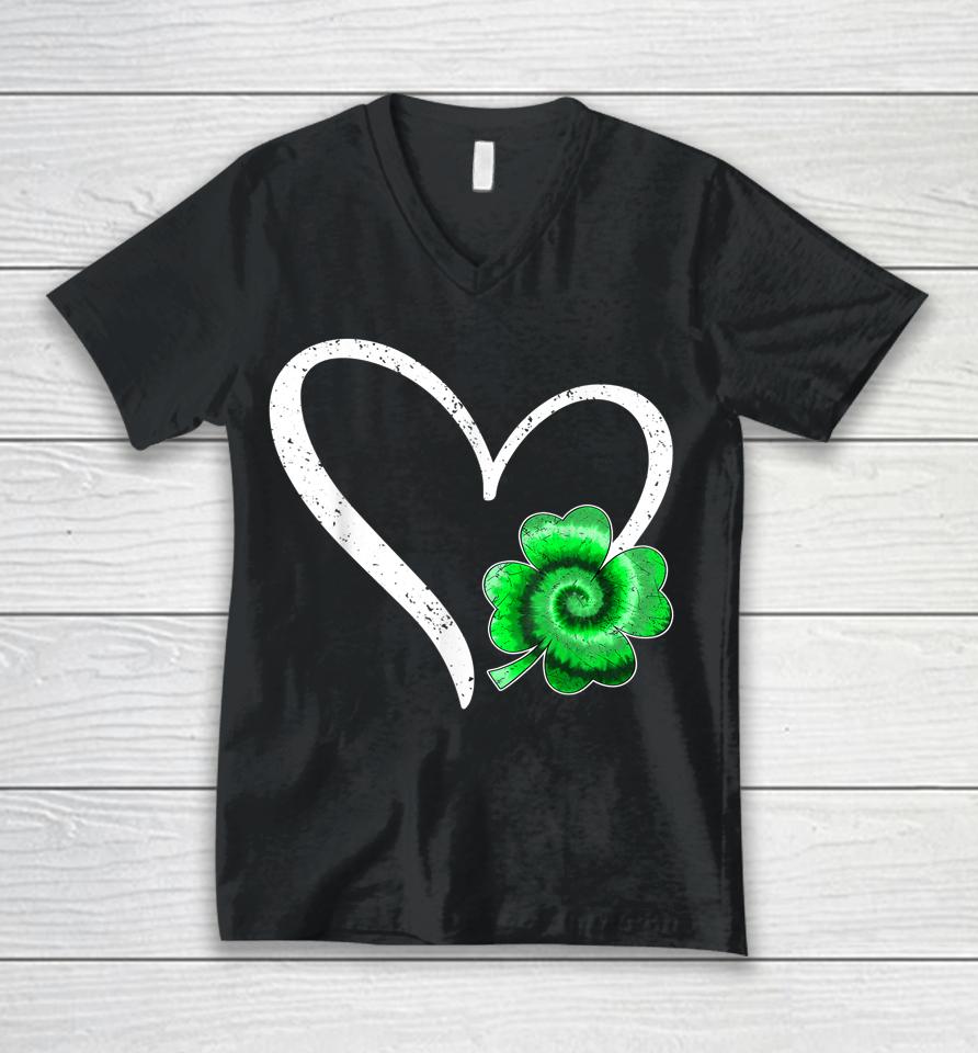 Irish Shamrock Tie Dye Happy St Patricks Day Go Lucky Gift Unisex V-Neck T-Shirt