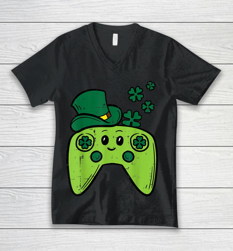 Irish Video Game Controller Gamer Boys Girls  St Patrick's Day Unisex V-Neck T-Shirt