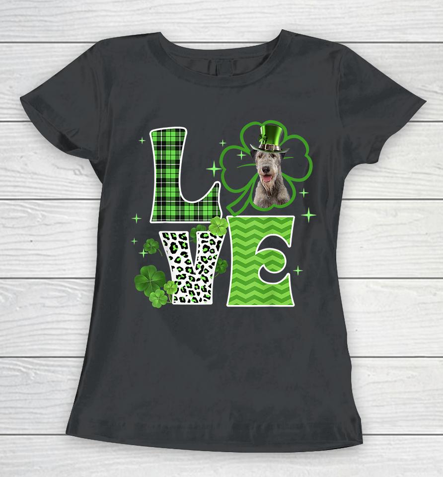Irish Wolfhound Shamrock Lucky Clover Irish St Patricks Day Women T-Shirt