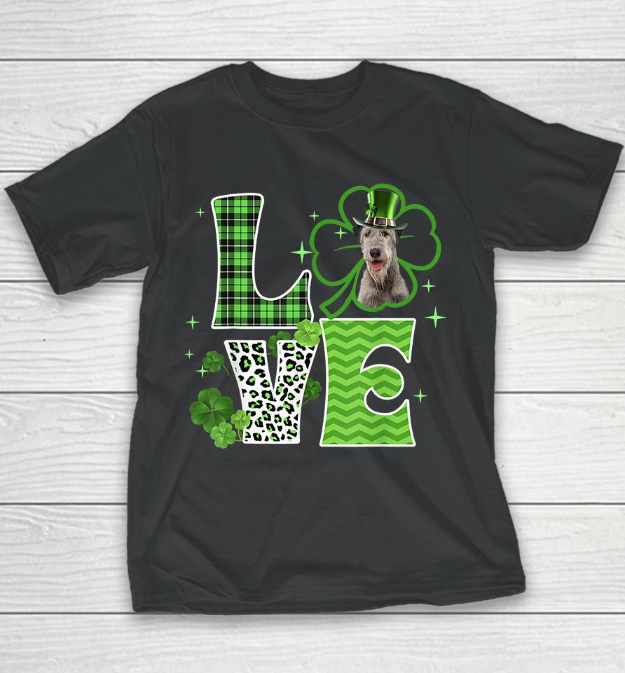 Irish Wolfhound Shamrock Lucky Clover Irish St Patricks Day Youth T-Shirt