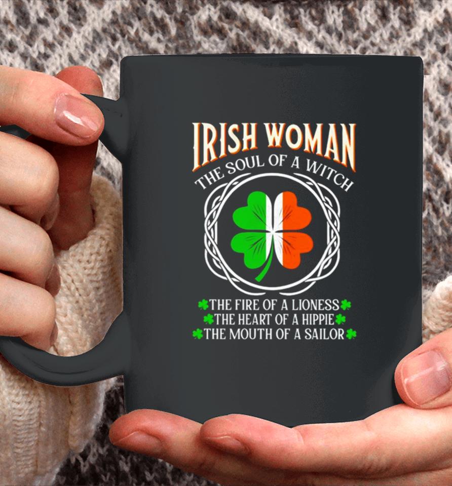 Irish Woman Fire Of A Lioness Heart Of A Hippie St Patrick’s Day Coffee Mug