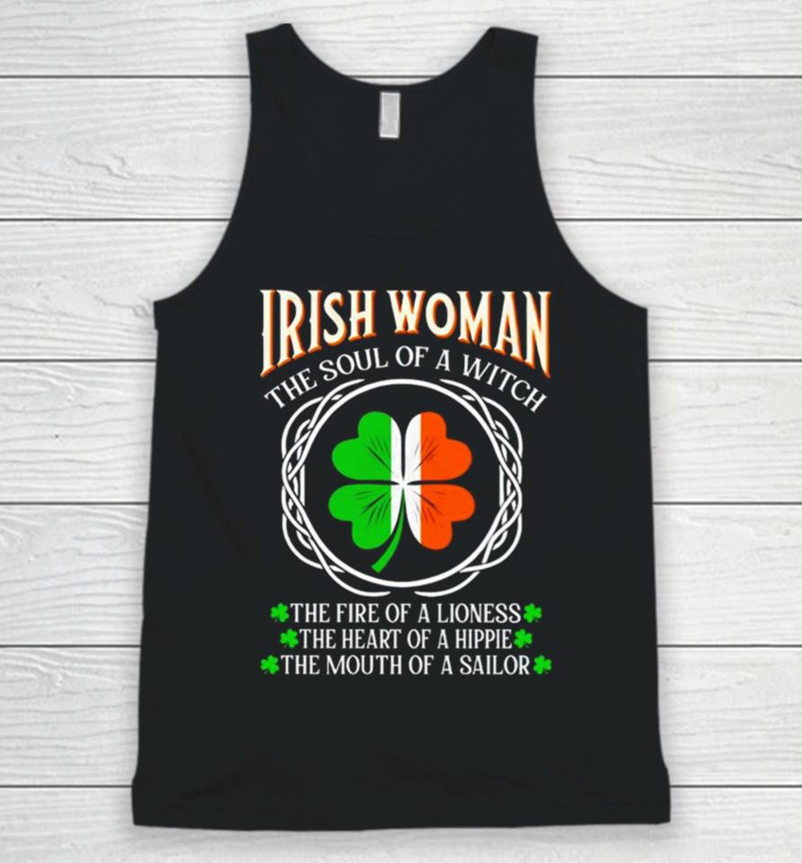 Irish Woman Fire Of A Lioness Heart Of A Hippie St Patrick’s Day Unisex Tank Top