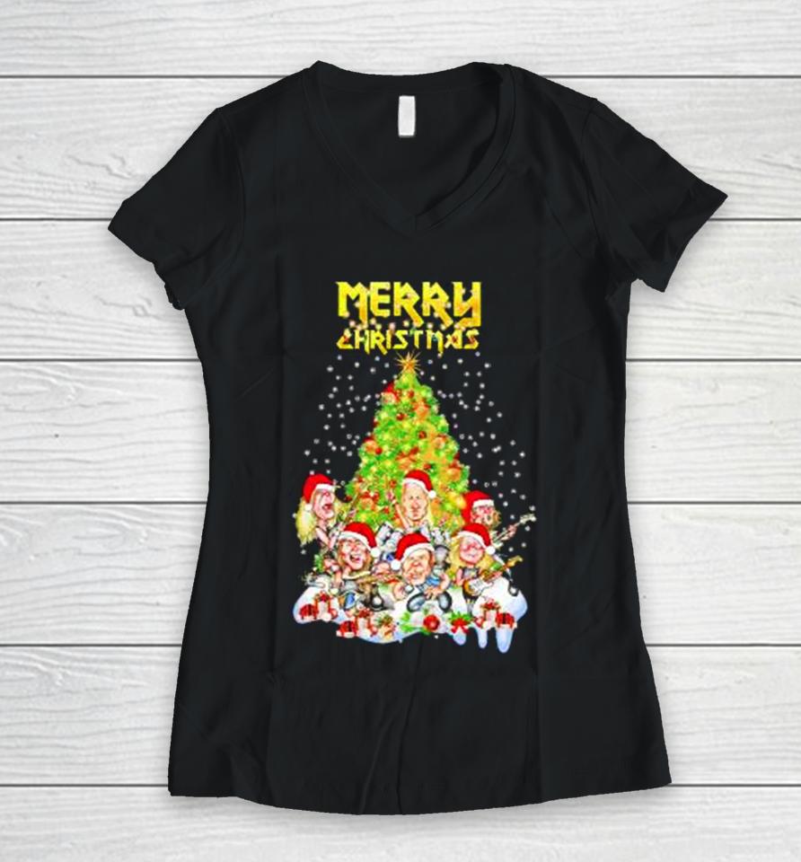Iron Maiden Merry Christmas Tree Sweatshirts Women V-Neck T-Shirt