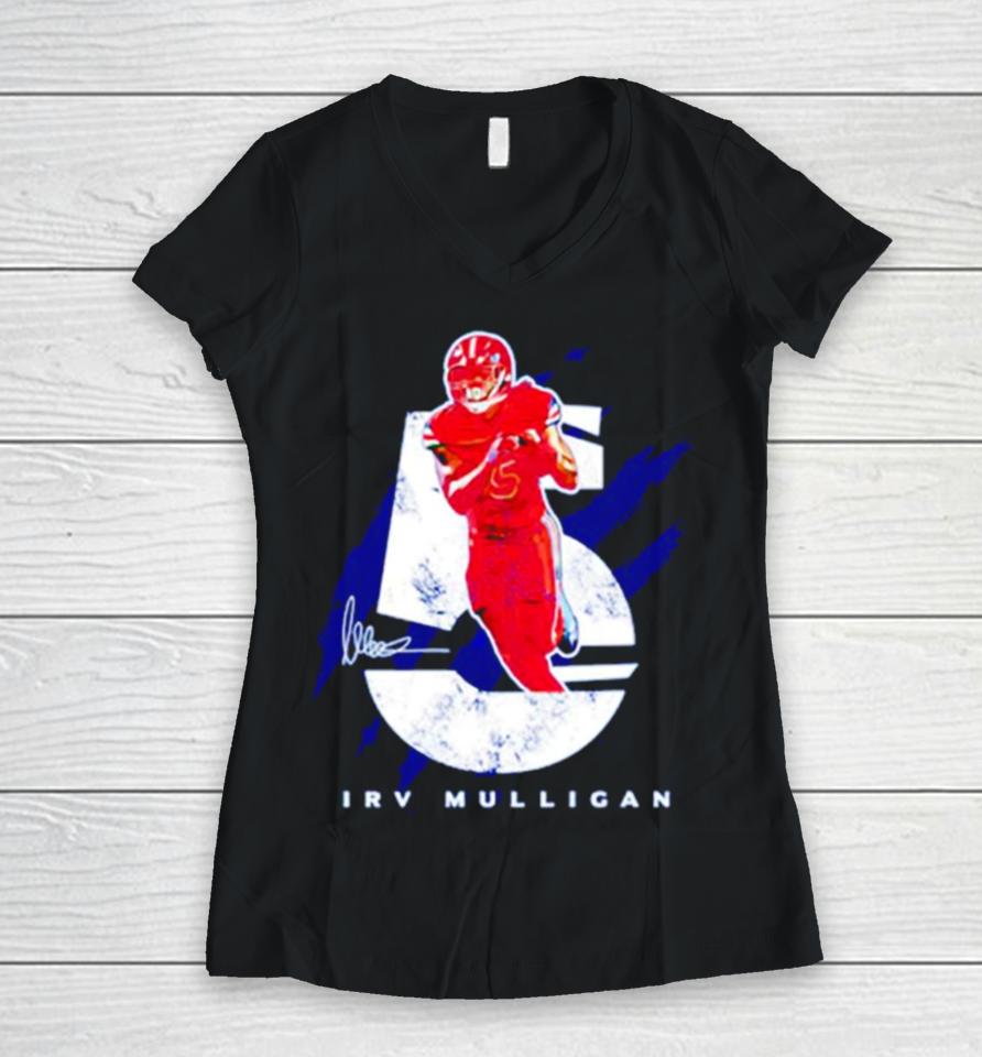 Irv Mulligan 5 Jackson State Tigers Football Signature Women V-Neck T-Shirt
