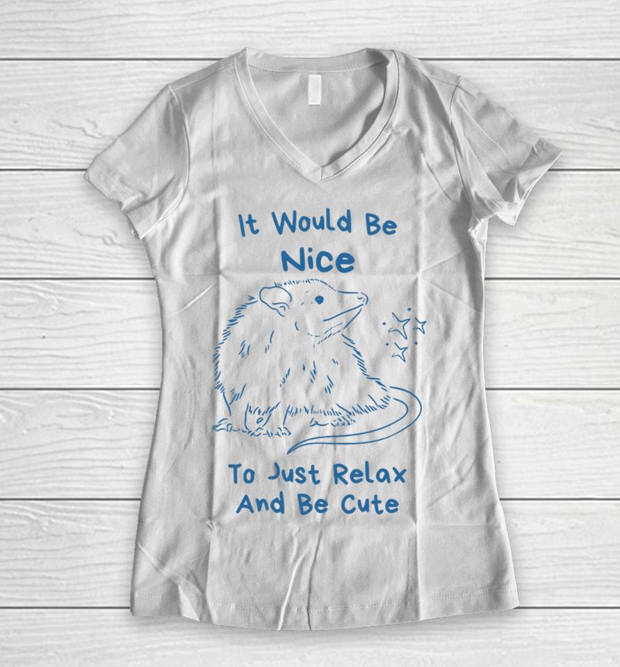 It Would Be Nice To Just Relax And Be Cute Women V-Neck T-Shirt