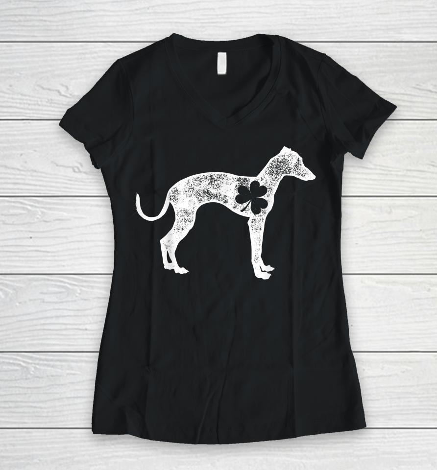 Italian Greyhound St Patrick's Day Shamrock Dog Women V-Neck T-Shirt