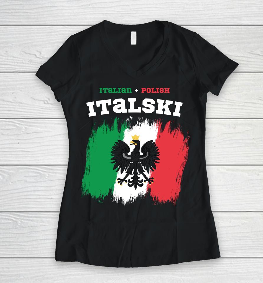 Italski The Italian Polish Hybrid Women V-Neck T-Shirt