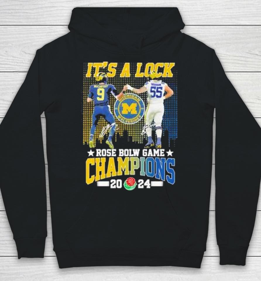 It’s A Lock 2024 Rose Bowl Game Champions Michigan Wolverines Football Signatures Hoodie
