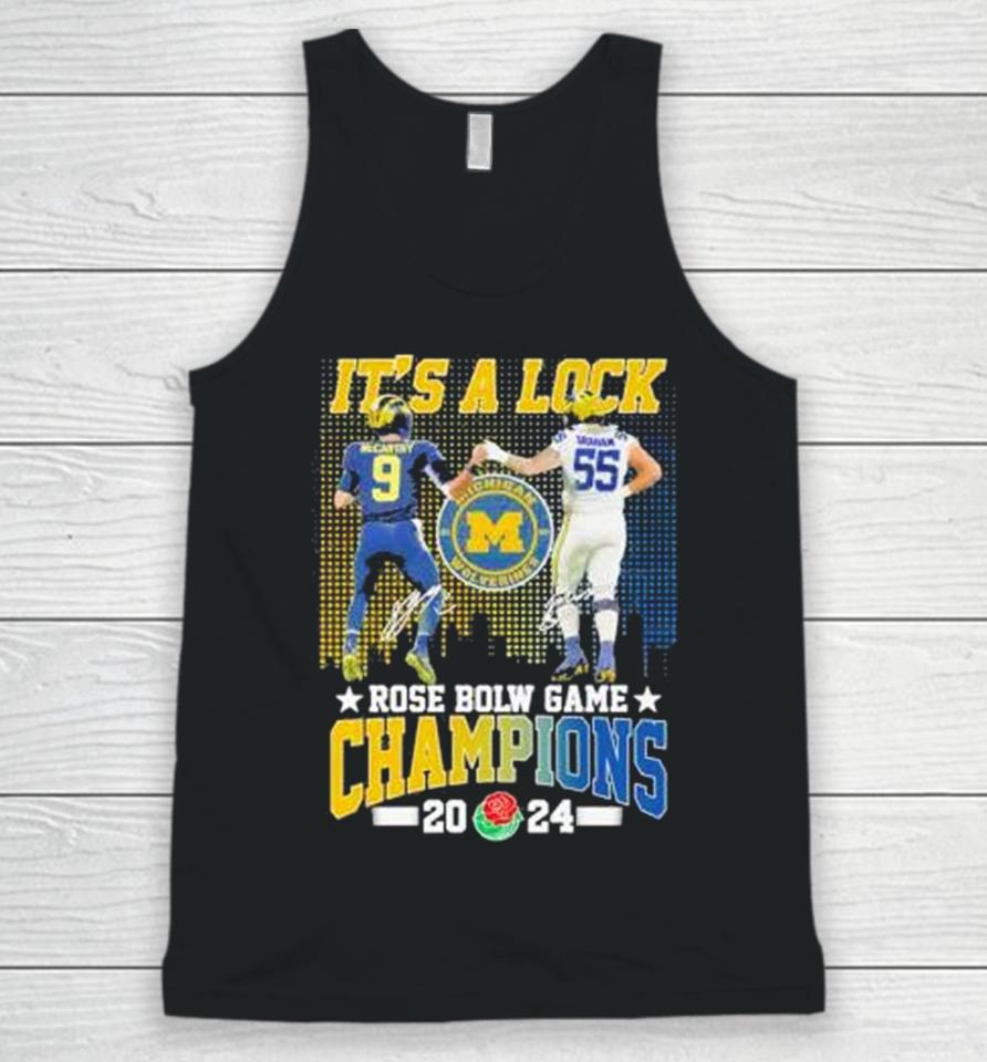 It’s A Lock 2024 Rose Bowl Game Champions Michigan Wolverines Football Signatures Unisex Tank Top