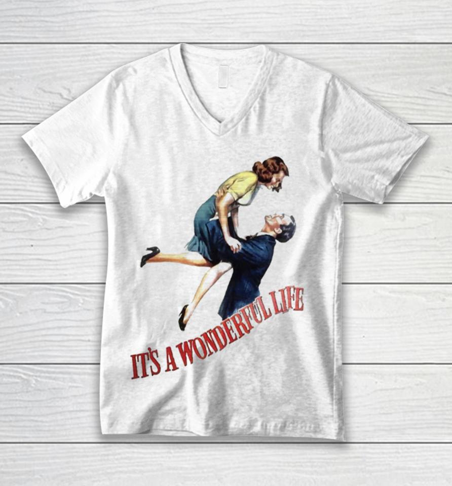 It’s A Wonderful Life From A Vintage 1946 Movie Poster Unisex V-Neck T-Shirt