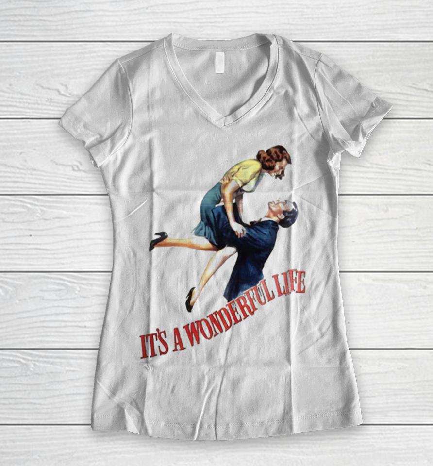It’s A Wonderful Life From A Vintage 1946 Movie Poster Women V-Neck T-Shirt