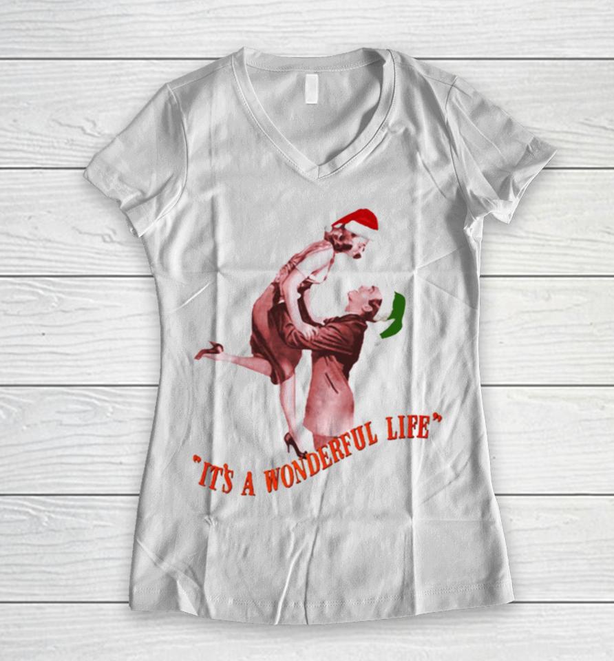 It’s A Wonderful Life With James Stewart And Donna Women V-Neck T-Shirt