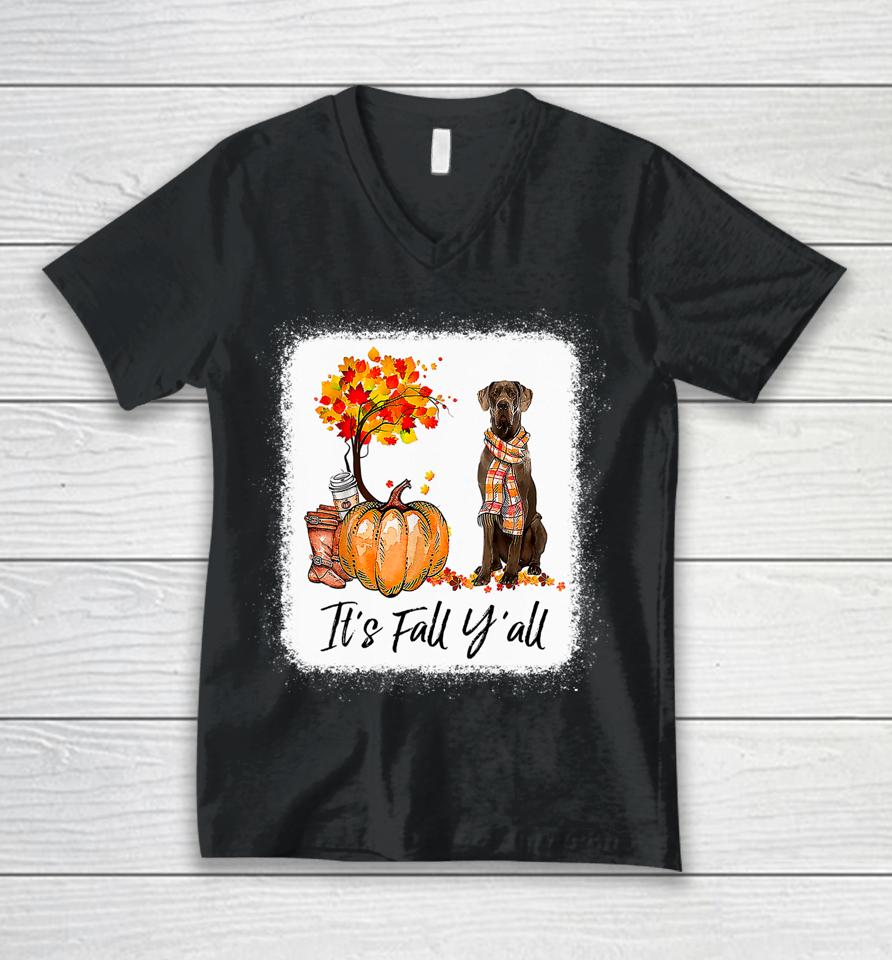 It's Fall Y'all Great Dane Dog Lovers Thanksgiving Halloween Unisex V-Neck T-Shirt
