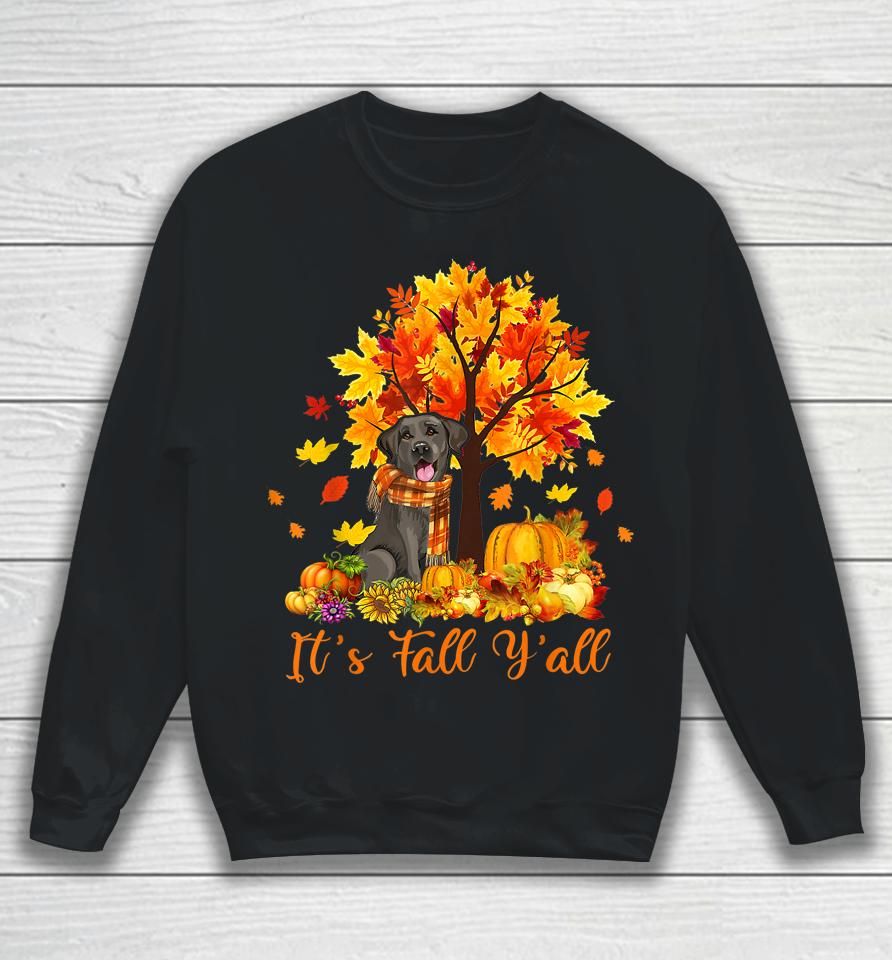 It's Fall Y'all Labrador Black Lab Halloween Thanksgiving Sweatshirt
